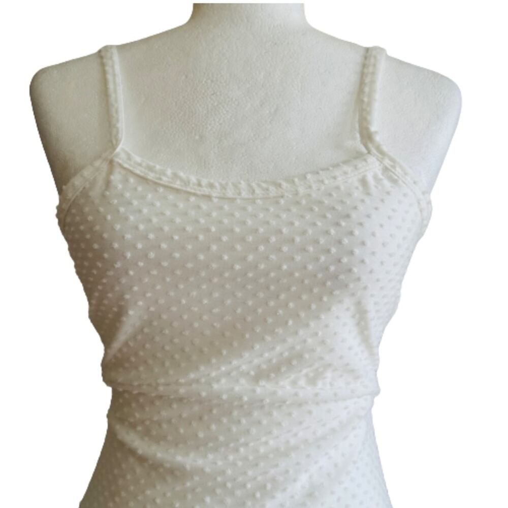 Olivia Rae Dress White Texture Swiss Dot Sleeveless Back Knot Tie Mini Small - Picture 3 of 10